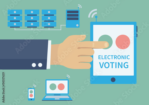 Electronic voting, politics and elections illustration concept