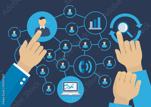 Politician network of funders, elections concept illustration with icons