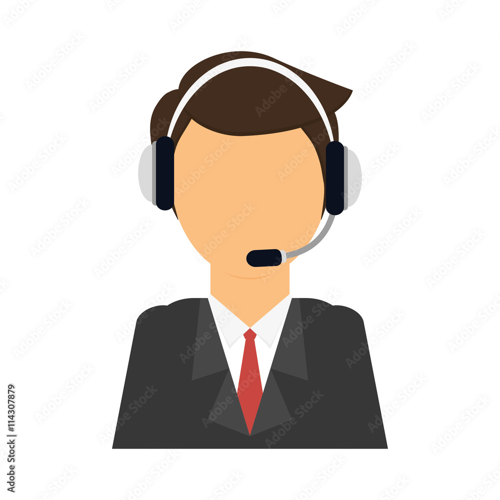 Call center concept represented by Operator man icon. isolated and flat illustration Call center concept represented by Operator man icon. isolated and flat illustration