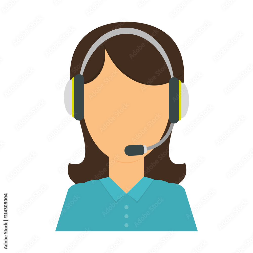 Call center concept represented by Operator woman icon. isolated and flat illustration Call center concept represented by Operator woman icon. isolated and flat illustration