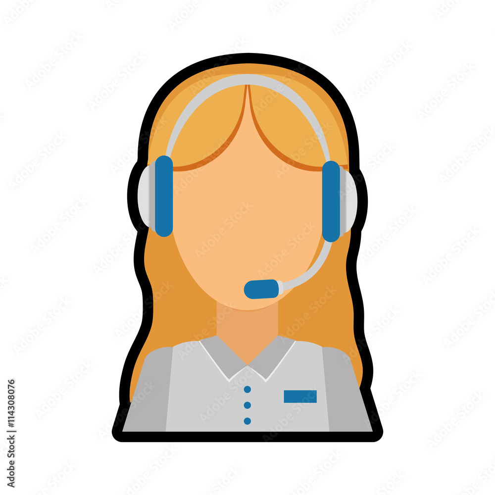 Call center concept represented by Operator woman icon. isolated and flat illustration Call center concept represented by Operator woman icon. isolated and flat illustration
