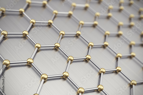 Molecules connected, crystallized in the hexagonal system. 3d illustration