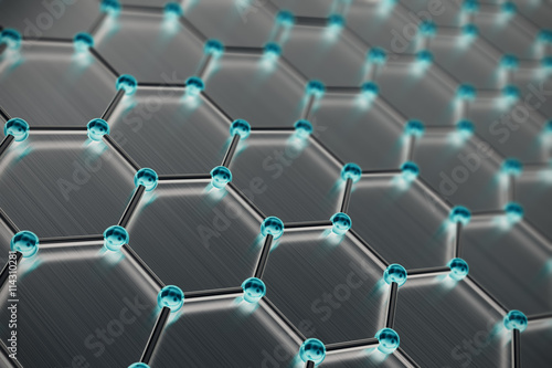 Graphene atomic structure, nanotechnology background. 3d illustration