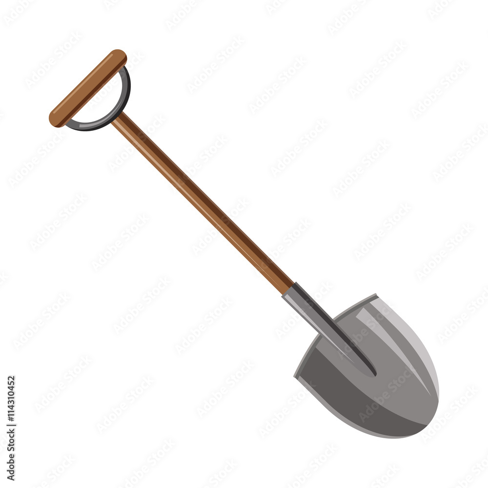 Shovel icon in cartoon style Shovel icon in cartoon style