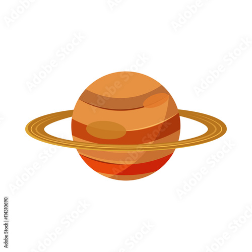 Saturn planet icon in cartoon style