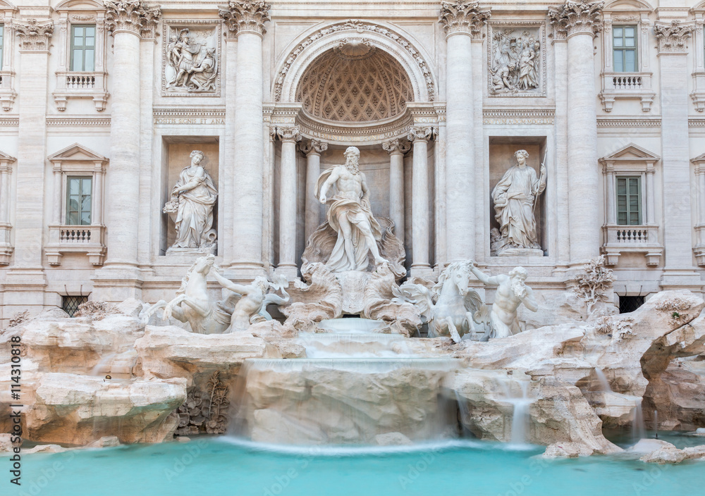 Trevi Fountain, the largest Baroque fountain in Rome and one of the most famous fountains in the world