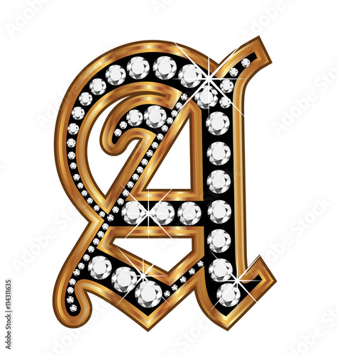 A gold and diamond bling old vintage letter