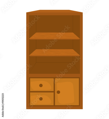Furniture concept represented by wood shelf icon. isolated and flat illustration 