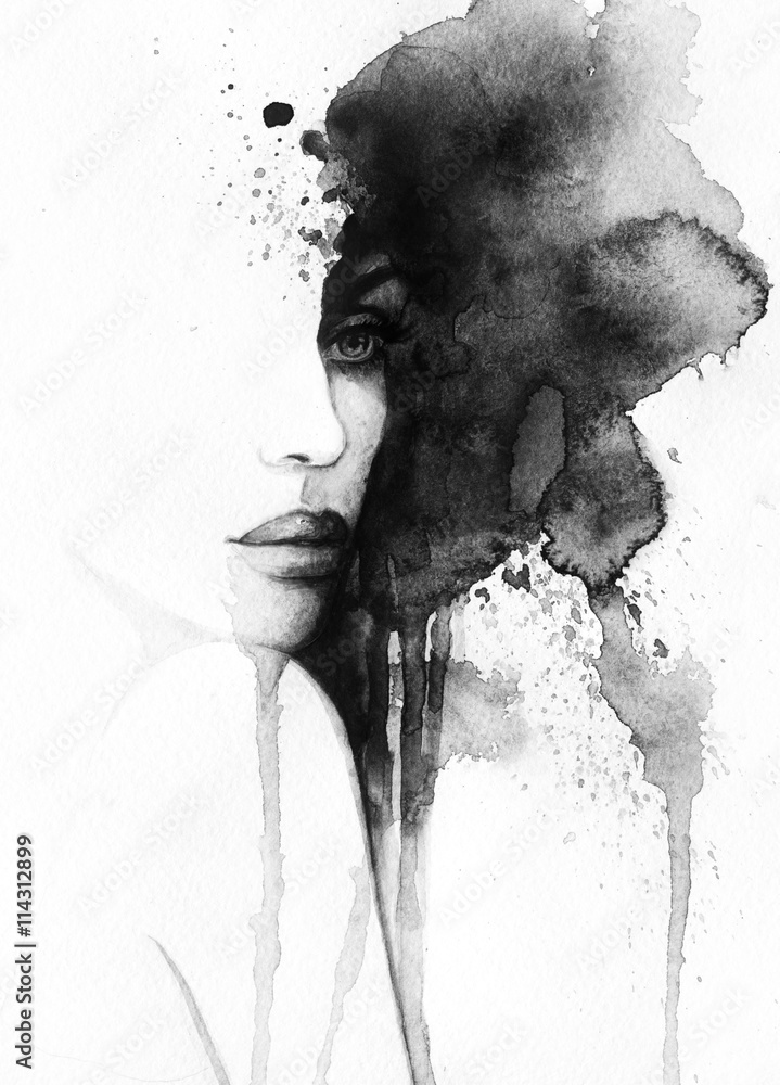 Abstract Woman Portrait Watercolor Illustration Stock Illustration Abstract Woman Portrait Watercolor Illustration Stock Illustration