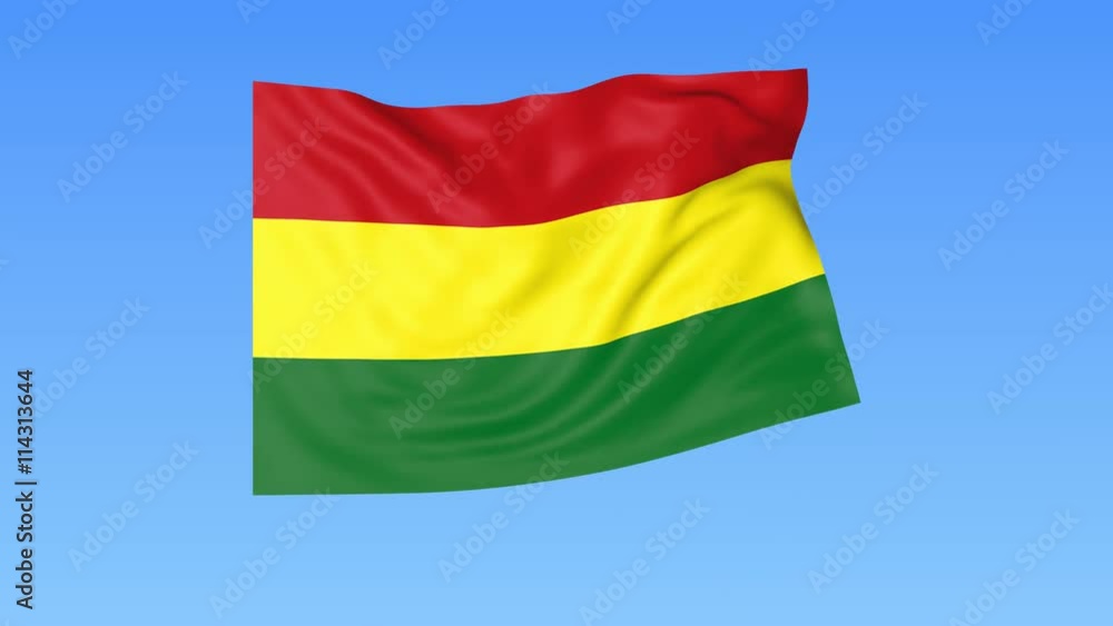 Waving flag of Bolivia, seamless loop. Exact size, blue background. Part of all countries set. 4K ProRes with alpha Waving flag of Bolivia, seamless loop. Exact size, blue background. Part of all countries set. 4K ProRes with alpha