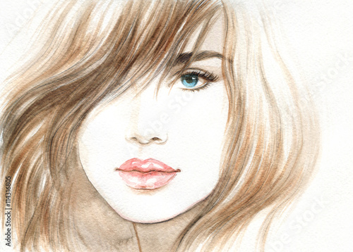 abstract woman portrait. watercolor illustration 
