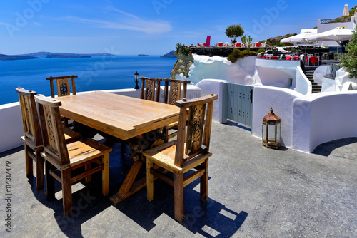 Dining out in Oia  Santorini  Greece