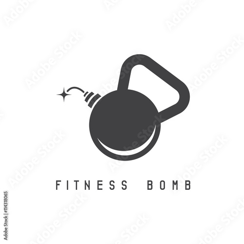 kettlebell bomb fitness concept vector design template
