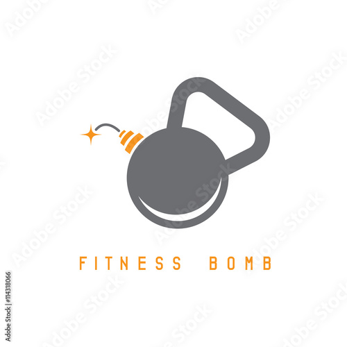 kettlebell bomb fitness concept vector design template