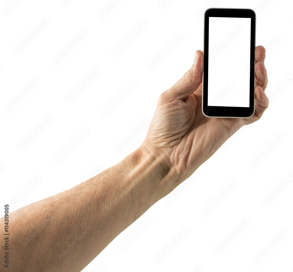 Isolated image of hand with smartphone screen Isolated image of hand with smartphone screen