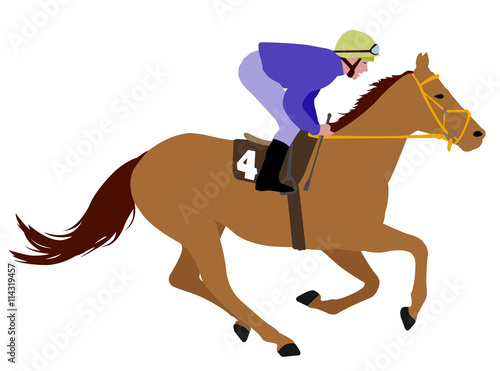 jockey riding race horse illustration 3 - vector