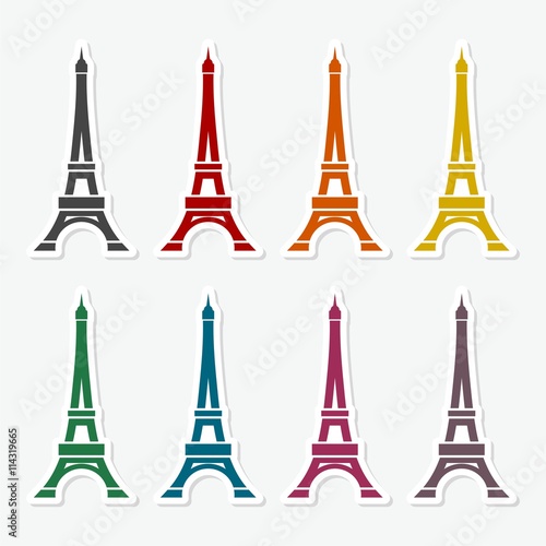 Vector Eiffel Tower sticker set