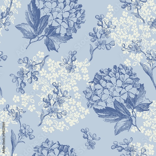 Blue Flowers Seamless Pattern