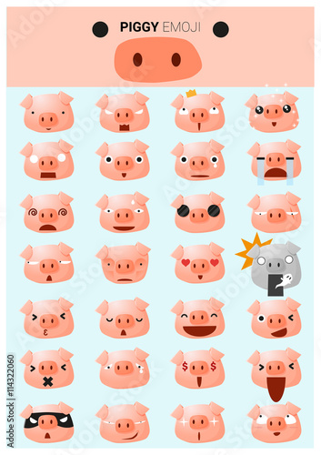 Piggy emoji icons  vector  illustration