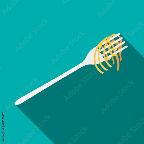 Fork with spaghetti icon, flat style