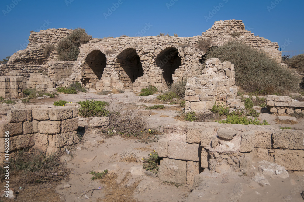 Citadel Ashdod (Ashdod-Sea, also known as Minat al-Qal'a), an archaeological site on the coast of the Mediterranean Sea. Ashdod, Israel, June 2016.