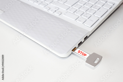 Pendrive in a laptop with the stop word