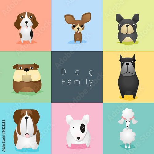 Set of dog family , vector , illustration