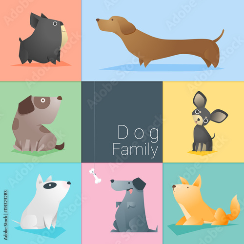 Set of dog family , vector , illustration