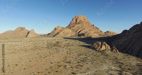 4K aerial view of granite peaks of the Spitzkoppe mountains photo