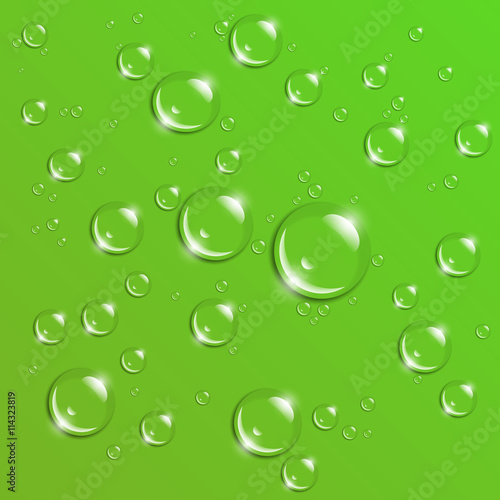 Raindrops on a green background
