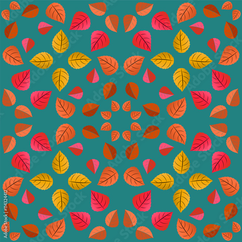 Geometric pattern with autumn leaves