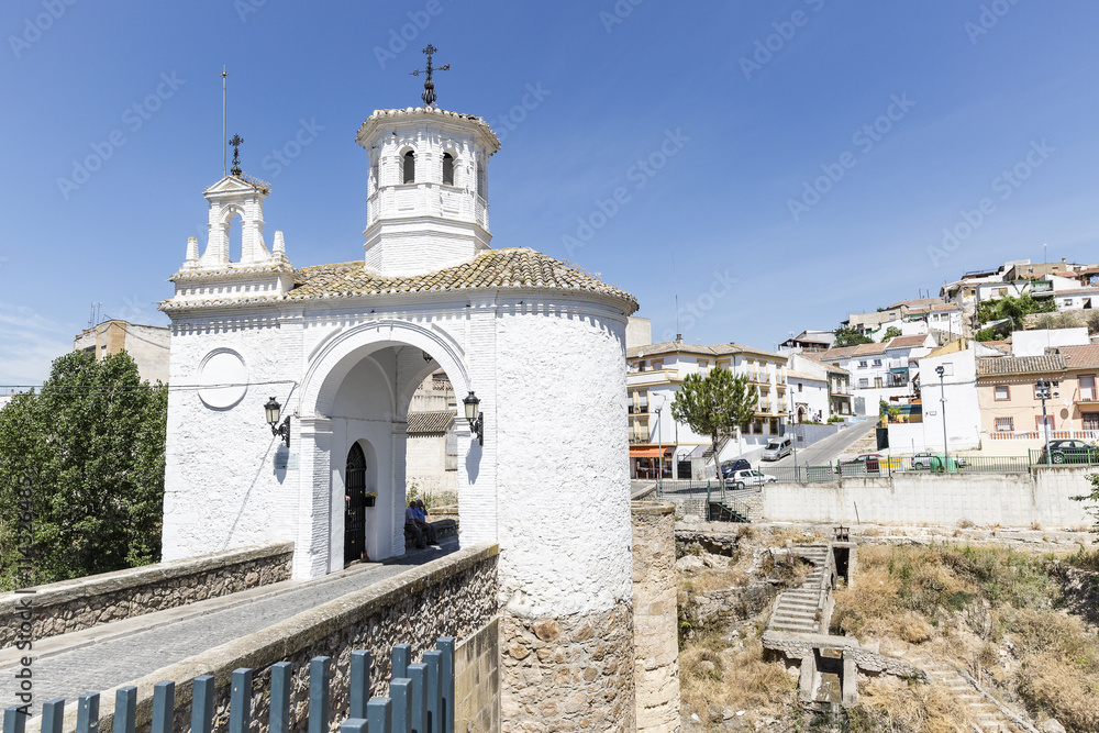 Fototapeta premium la Virgen bridge over Cubillas River in Pinos Puente town, Granada, Spain
