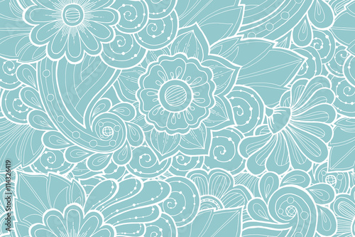 Seamless pattern with stylized flowers. Ornate zentangle seamless texture  pattern with abstract flowers. Floral pattern can be used for wallpaper  pattern fills  web page background.