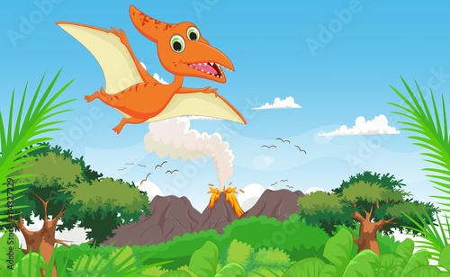 cute pterodactyl cartoon fl...