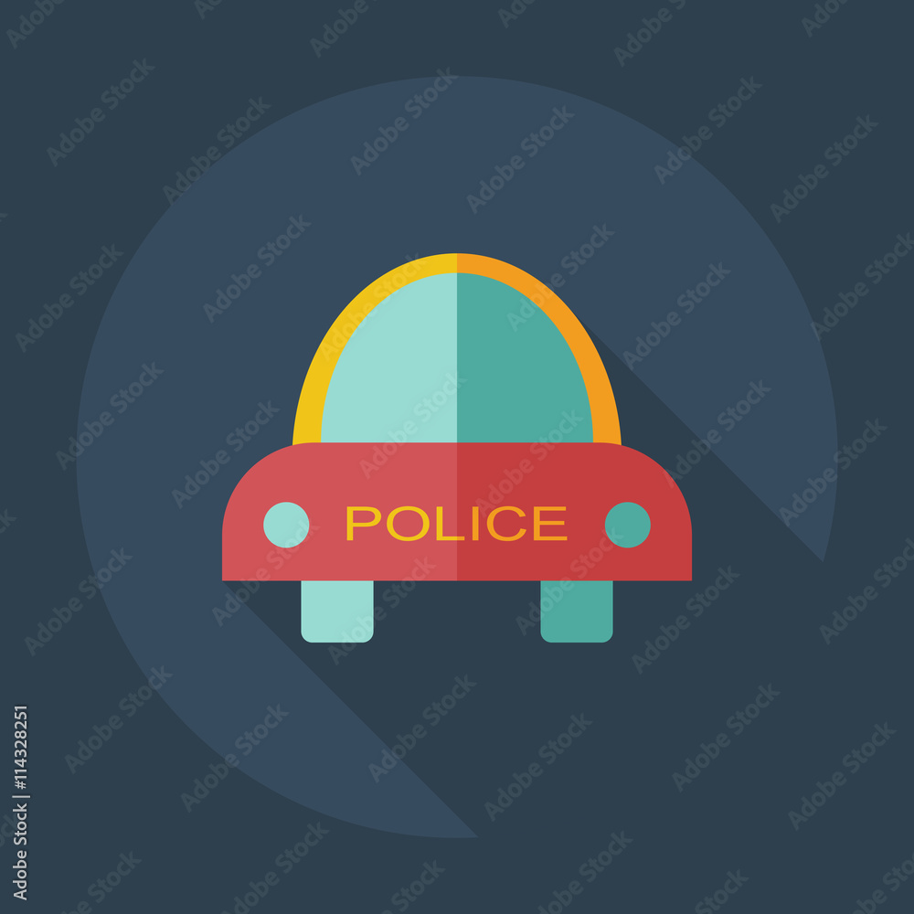 Flat modern design with shadow icons cop car Flat modern design with shadow icons cop car