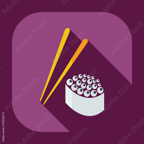 Flat modern design with shadow icons Japanese sushi