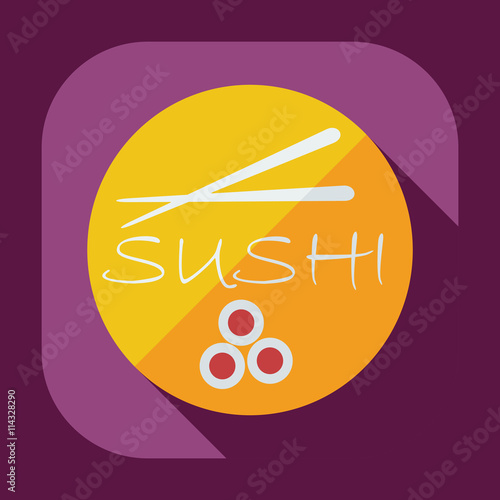 Flat modern design with shadow icons Japanese sushi