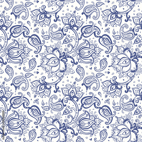Paisley Hand drawn seamless pattern.