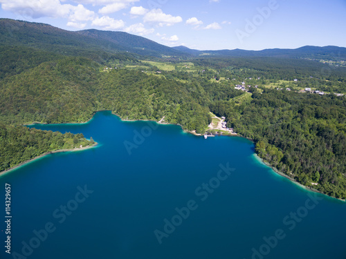 aerial view of beautiful nature in Plitvice Lakes National Park  Croatia