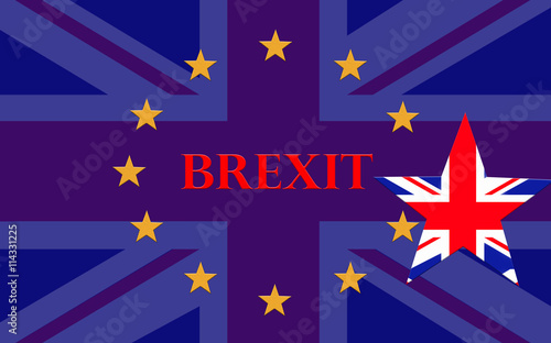 Brexit with detail of concept Eu and Uk flag