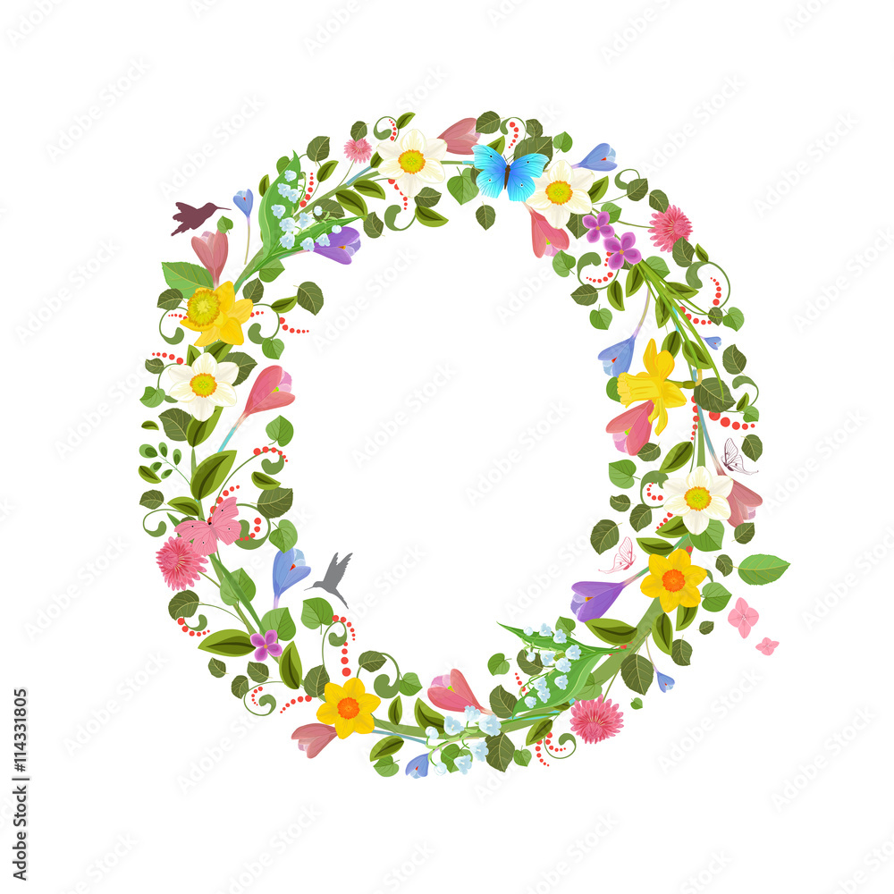 ornate capital letter font consisting of the spring flowers and ornate capital letter font consisting of the spring flowers and