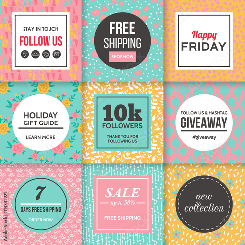 Modern promotion banners template for social media and mobile ap