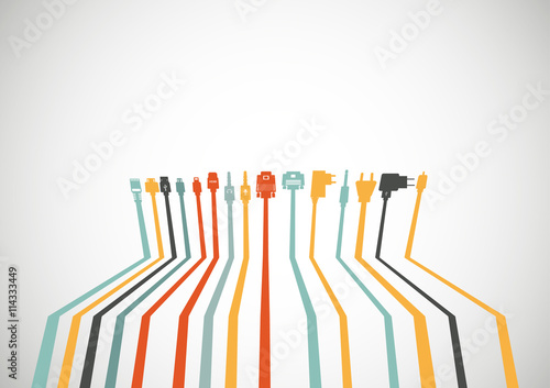 Plug Wire Cable Computer colorful vector illustration