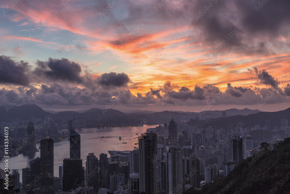 Good Morning Hong Kong, Sunrise at Victoria Peak.
