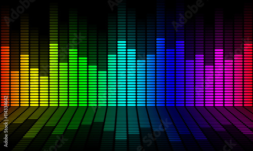 Graphics of music equalizer on black background