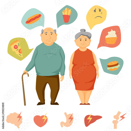 Old couple obesity infographic