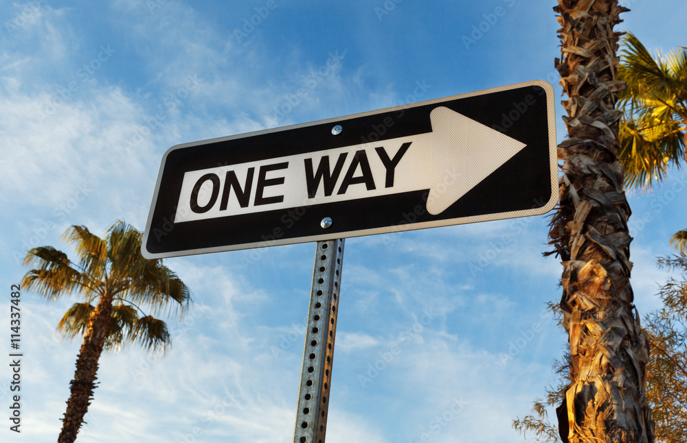 Fototapeta premium One Way sing and blue sky, USA