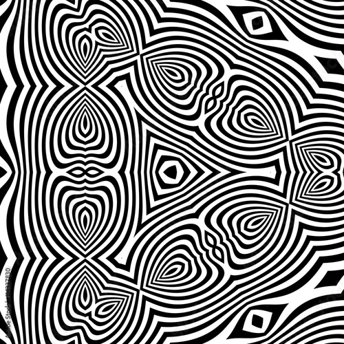 Black and White Abstract Striped Background. Optical Art. 3d Vector Illustration. 