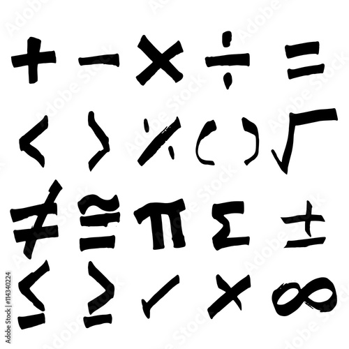 Set of hand drawing black math symbol