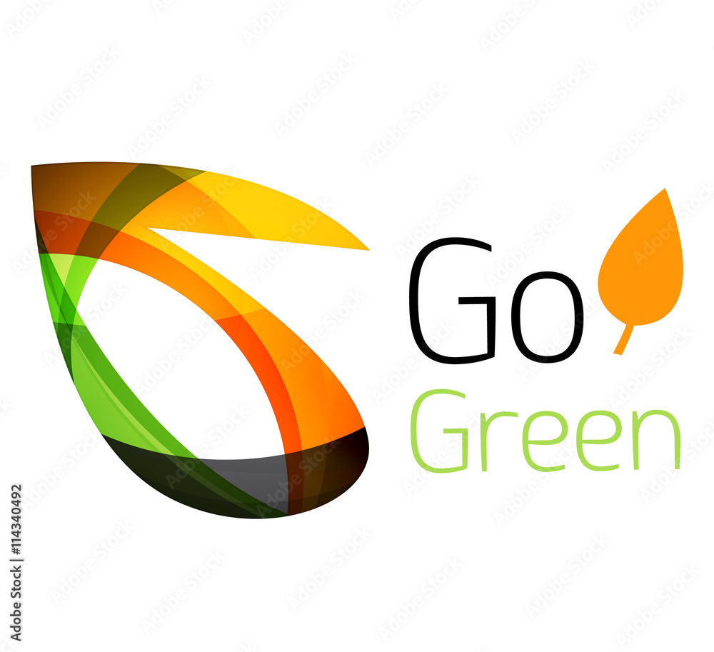 Abstract eco leag logo design made of color pieces - various geometric shapes Abstract eco leag logo design made of color pieces - various geometric shapes